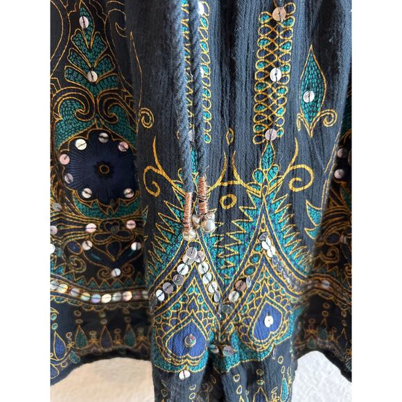 Anna Sui  x O'Neill Harmon | Black Sequin Bell Sleeve Romper | XS - Picture 8 of 16